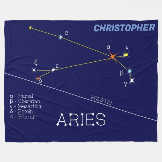 Zodiac Constellation Aries Fleece Deken (Voorkant (Horizontaal))