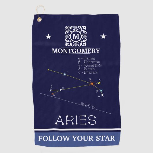 Zodiac Constellation Aries Golfhanddoek (Voorkant)