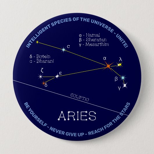 Zodiac Constellation Aries Ronde Button 4,0 Cm (Voorkant)