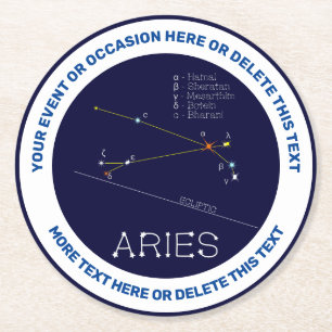Zodiac Constellation Aries Ronde Kartonnen Onderzetter