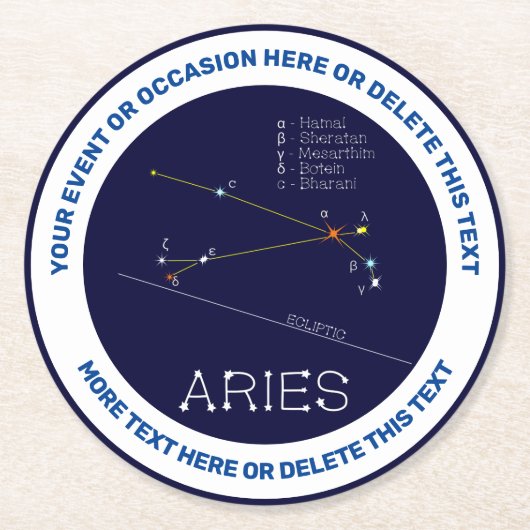 Zodiac Constellation Aries Ronde Kartonnen Onderzetter (Voorkant)