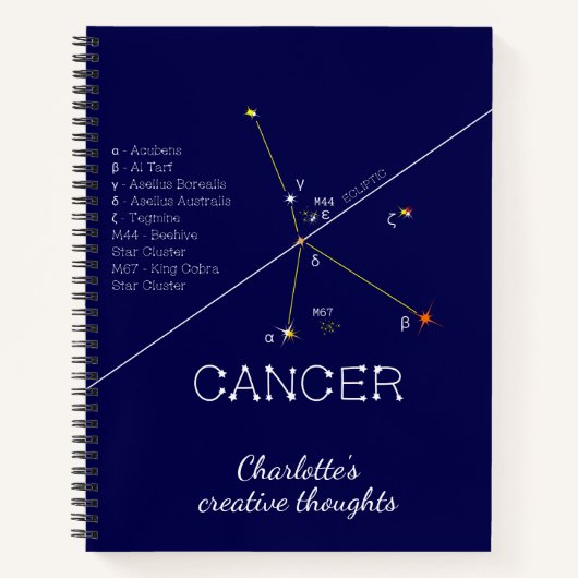 Zodiac Constellation Cancer Notitieboek (Voorkant)
