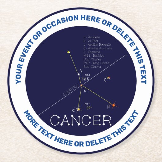 Zodiac Constellation Cancer Ronde Kartonnen Onderzetter (Voorkant)