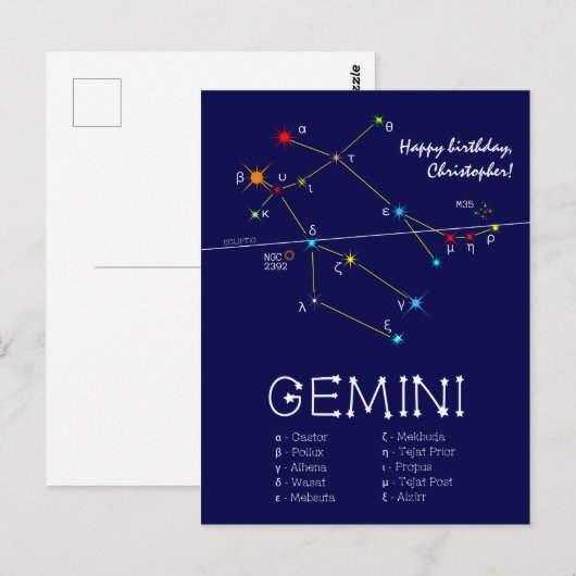 Zodiac Constellation Gemini Briefkaart (Voorkant / Achterkant)