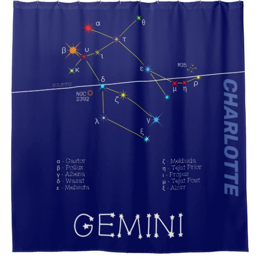 Zodiac Constellation Gemini Douchegordijn (Voorkant)