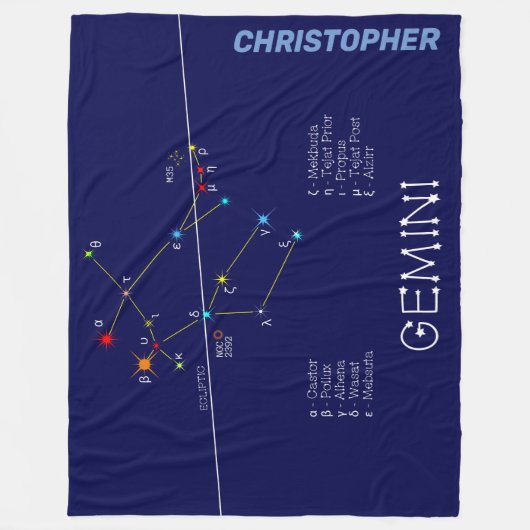 Zodiac Constellation Gemini Fleece Deken (Voorkant)