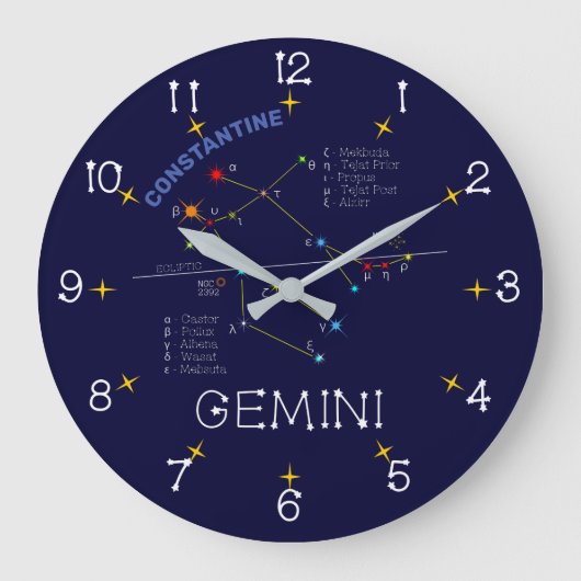 Zodiac Constellation Gemini Grote Klok (Voorkant)