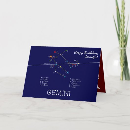 Zodiac Constellation Gemini Kaart (Voorkant)