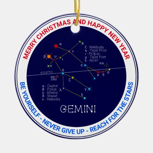 Zodiac Constellation Gemini Keramisch Ornament (Voorkant)
