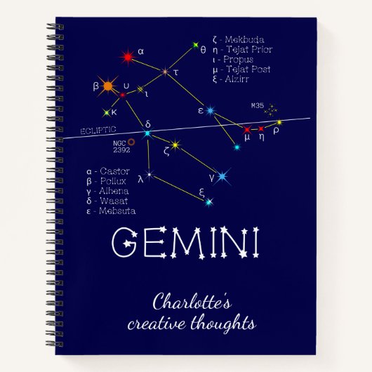Zodiac Constellation Gemini Notitieboek (Voorkant)