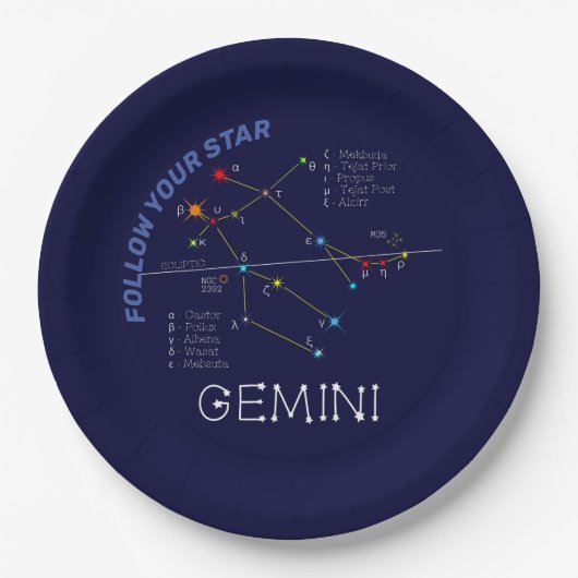 Zodiac Constellation Gemini Papieren Bordje (Voorkant)