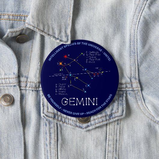 Zodiac Constellation Gemini Ronde Button 4,0 Cm (In situ)