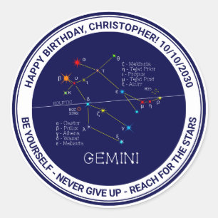 Zodiac Constellation Gemini Ronde Sticker
