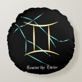 Zodiac Constellation Gemini Round Pillow Rond Kussen
