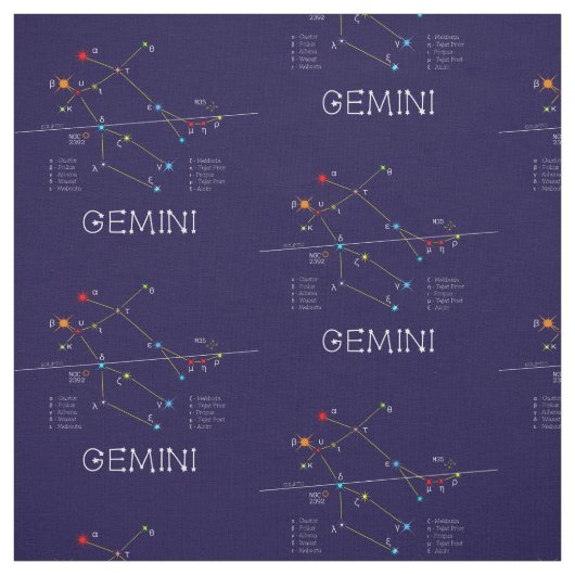 Zodiac Constellation Gemini Stof (Swatch)