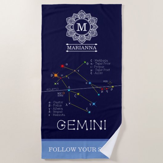Zodiac Constellation Gemini Strandlaken (Voorkant)