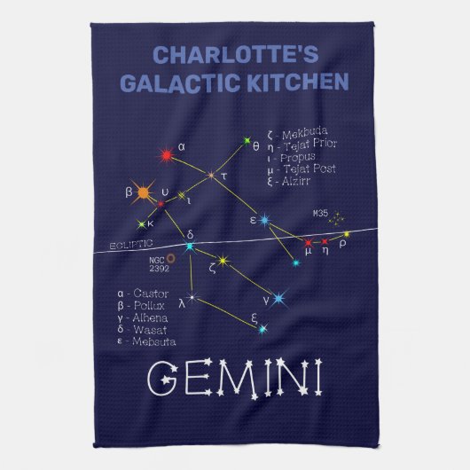 Zodiac Constellation Gemini Theedoek (Verticaal)