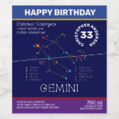 Zodiac Constellation Gemini Wijn Etiket (Enkel label)