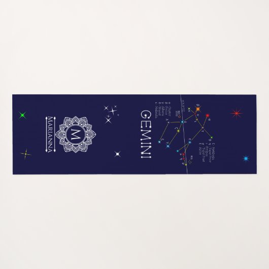 Zodiac Constellation Gemini Yogamat (Achterkant (horizontaal))