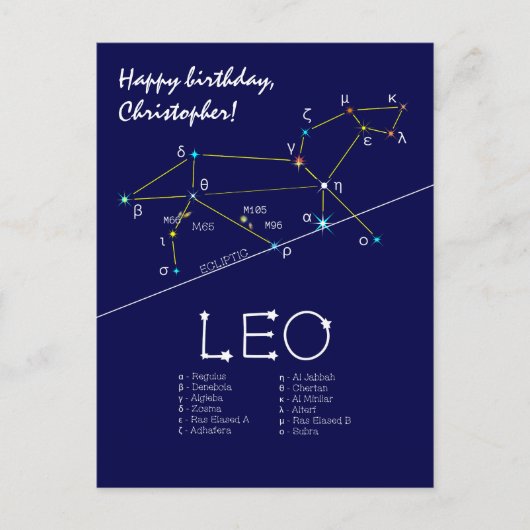 Zodiac Constellation Leo Briefkaart (Voorkant)