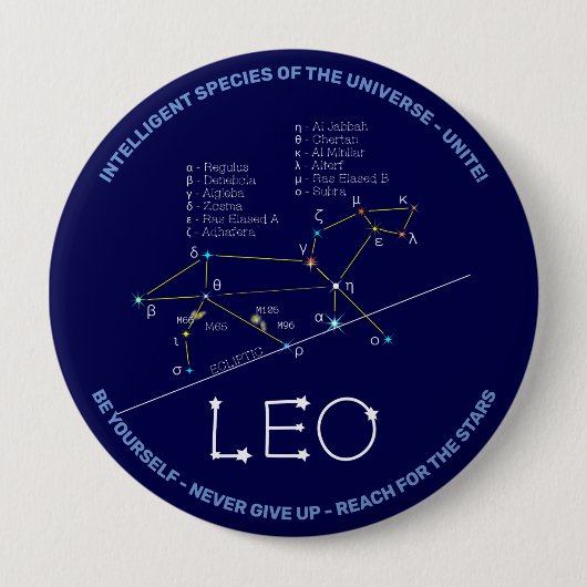 Zodiac Constellation Leo Button (Voorkant)