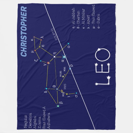Zodiac Constellation Leo Fleece Deken (Voorkant)