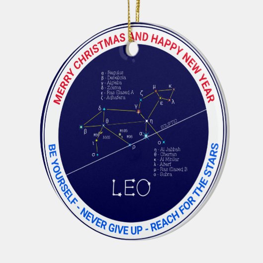 Zodiac Constellation Leo Keramisch Ornament (Links)