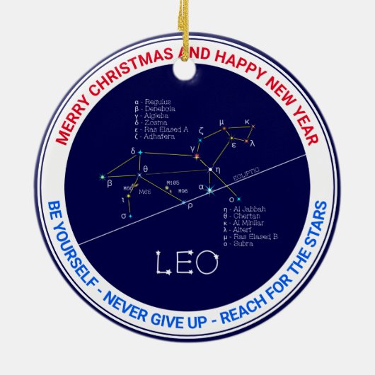Zodiac Constellation Leo Keramisch Ornament (Achterkant)