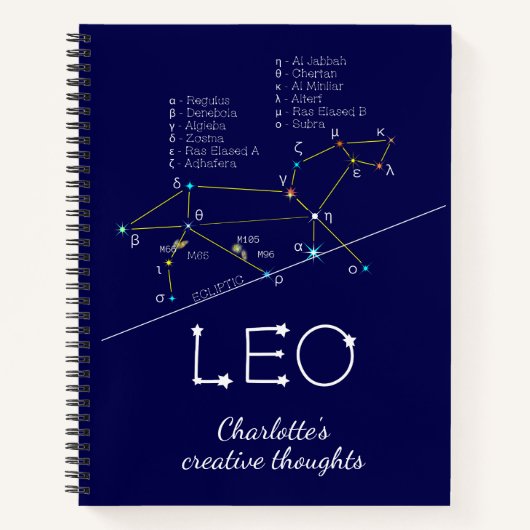 Zodiac Constellation Leo Notitieboek (Voorkant)
