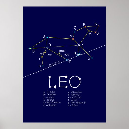 Zodiac Constellation Leo Poster (Voorkant)