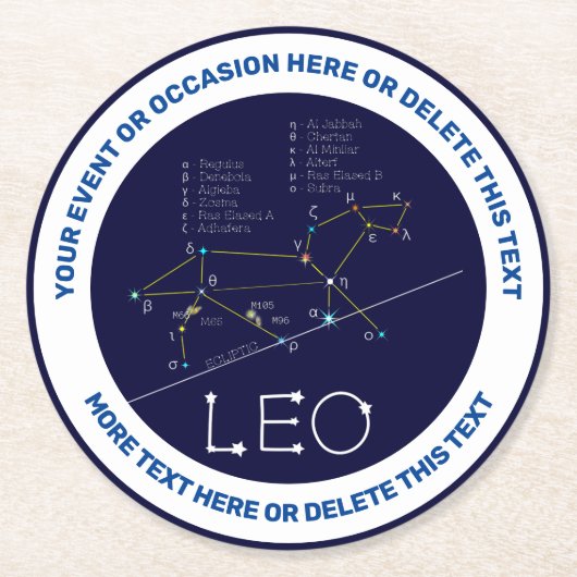 Zodiac Constellation Leo Ronde Kartonnen Onderzetter (Voorkant)