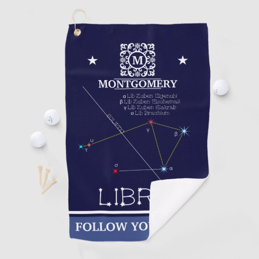 Zodiac Constellation Libra Golfhanddoek (Insitu)