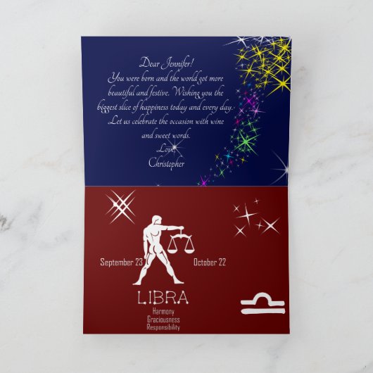 Zodiac Constellation Libra Kaart (Binnen)
