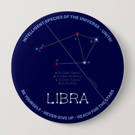Zodiac Constellation Libra Ronde Button 4,0 Cm (Voorkant)