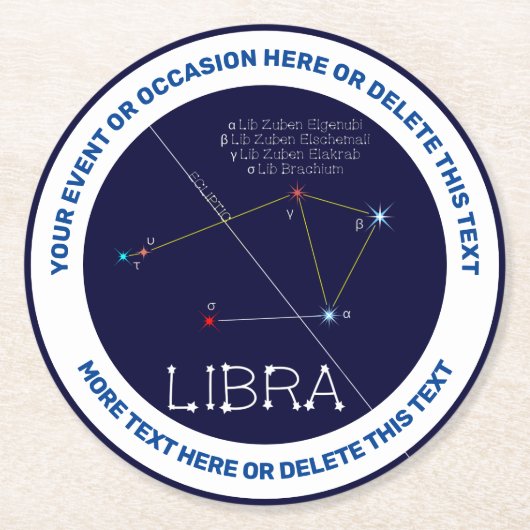 Zodiac Constellation Libra Ronde Kartonnen Onderzetter (Voorkant)
