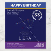 Zodiac Constellation Libra Wijn Etiket (Enkel label)