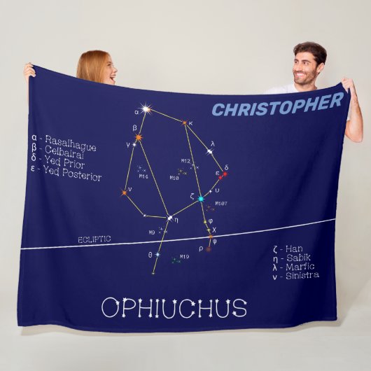 Zodiac Constellation Ophiuchus Fleece Deken (In situ)