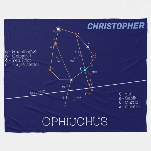 Zodiac Constellation Ophiuchus Fleece Deken (Voorkant (Horizontaal))