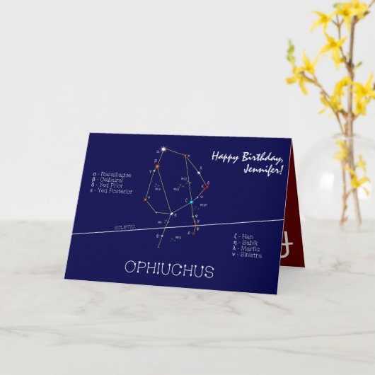 Zodiac Constellation Ophiuchus Kaart (Gele Bloem)