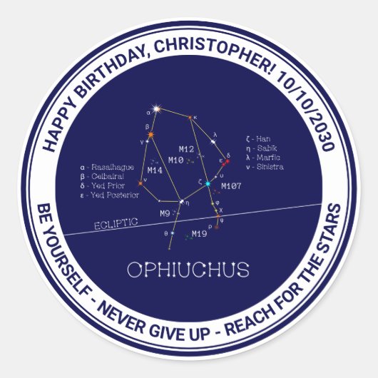 Zodiac Constellation Ophiuchus Ronde Sticker (Voorkant)