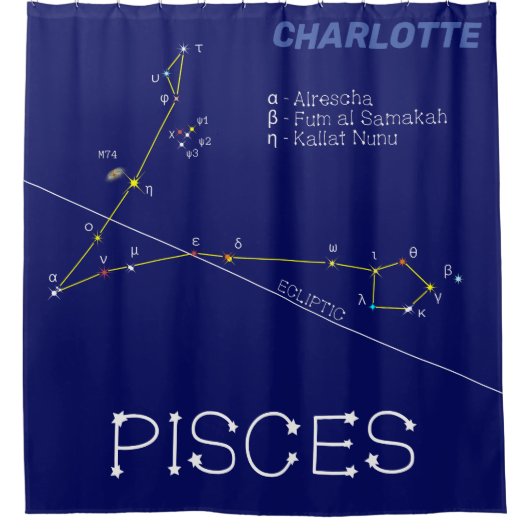 Zodiac Constellation Pisces Douchegordijn (Voorkant)