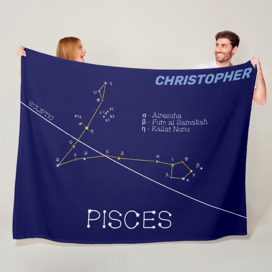 Zodiac Constellation Pisces Fleece Deken (In situ)