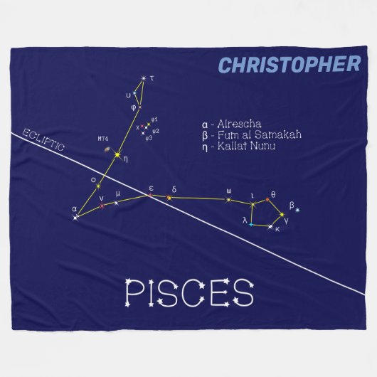 Zodiac Constellation Pisces Fleece Deken (Voorkant (Horizontaal))