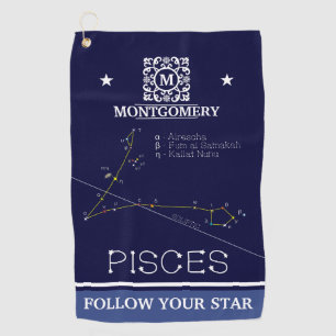 Zodiac Constellation Pisces Golfhanddoek