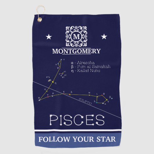 Zodiac Constellation Pisces Golfhanddoek (Voorkant)