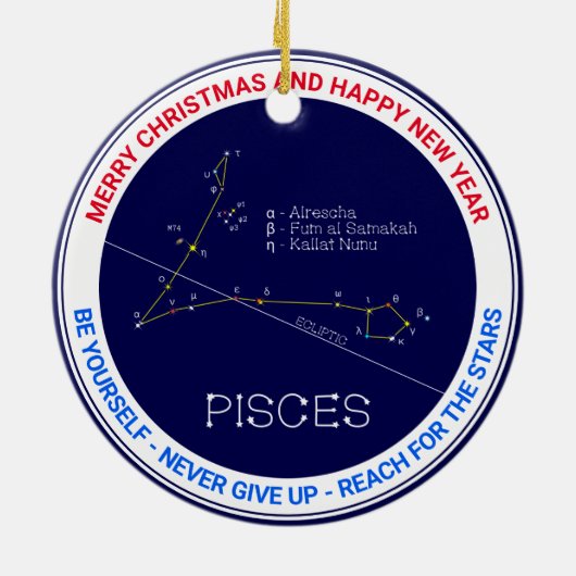 Zodiac Constellation Pisces Keramisch Ornament (Achterkant)