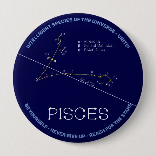 Zodiac Constellation Pisces Ronde Button 4,0 Cm (Voorkant)