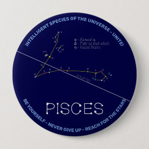 Zodiac Constellation Pisces Ronde Button 4,0 Cm