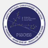 Zodiac Constellation Pisces Ronde Sticker (Voorkant)