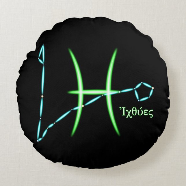 Zodiac Constellation Pisces Round Pillow Rond Kussen (Voorkant)